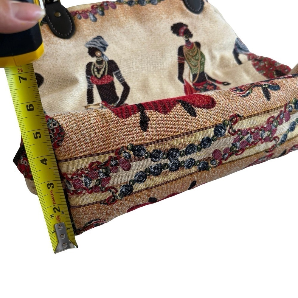 African Tapestry Woven Tote Purse Bag Button Closure Women - Picture 3 of 7